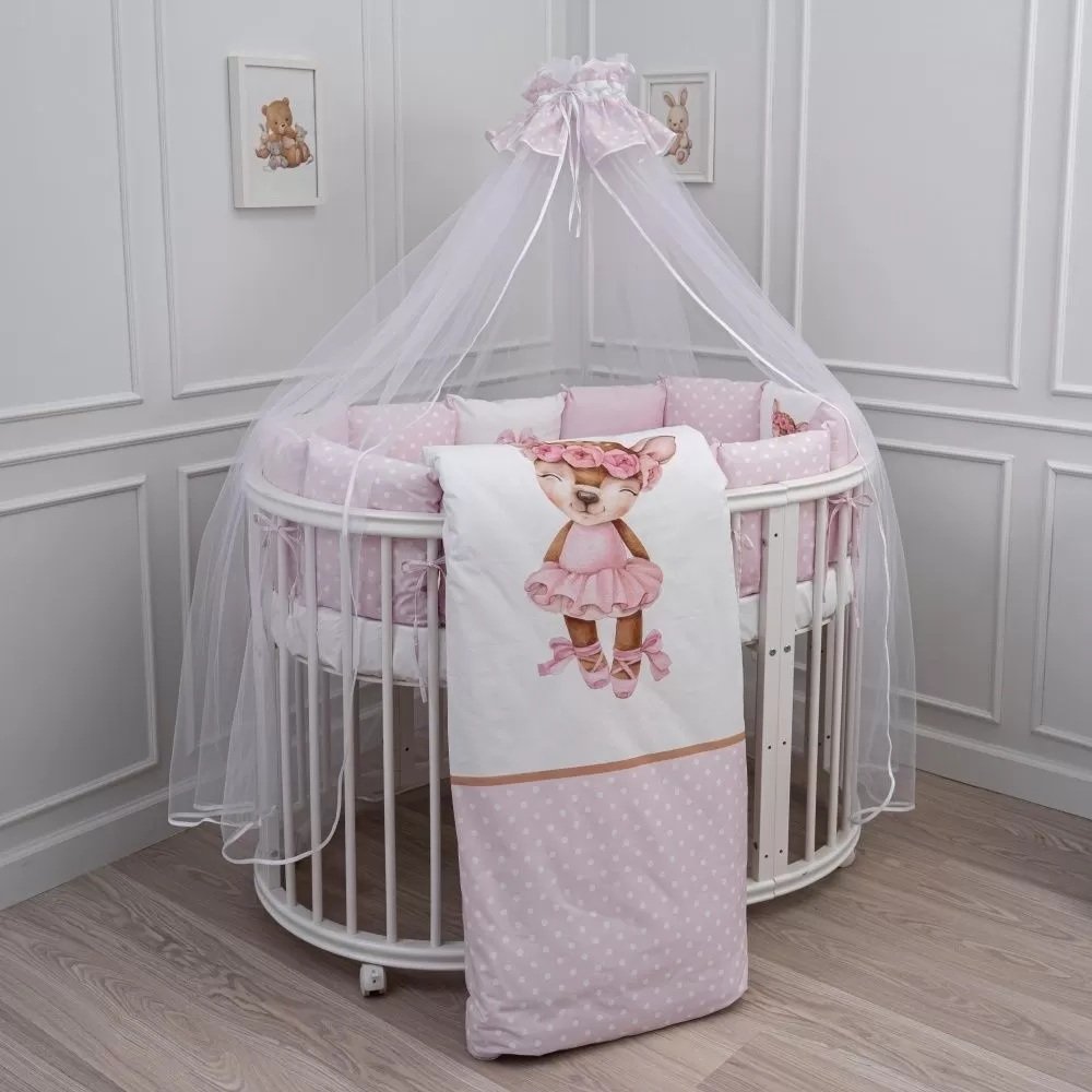 картинка Комплект для круглой (овальной) и прямоугольной кроватки Lappetti 6 предм. Балерина от Компасик.ру гипермаркет детских колясок и автокресел