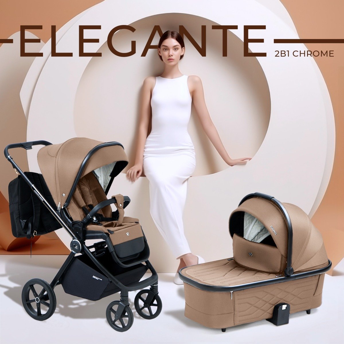 картинка Детская коляска Sweet Baby Elegante Chrome 2 в 1 от Компасик.ру гипермаркет детских колясок и автокресел