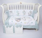 Комплект в кроватку Премиум ПАННО 5 шт.съемн.навол. "подушками" 6 предм."Малыш мышонок" (мята)