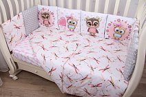 Комплект в кроватку 6 предметов сатин СОВЯТА