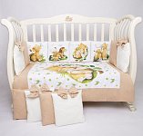 Комплект в кроватку Премиум ПАННО 5 шт.съемн.навол. подушками 6 предм.Король львенок(кофе)