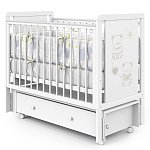 Детская кровать Indigo Happy Friends маятник на колесах, ящик