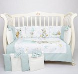 Комплект в кроватку Премиум ПАННО 5 шт.съемн.навол. подушками 6 предм. Бегемотики(мятный)