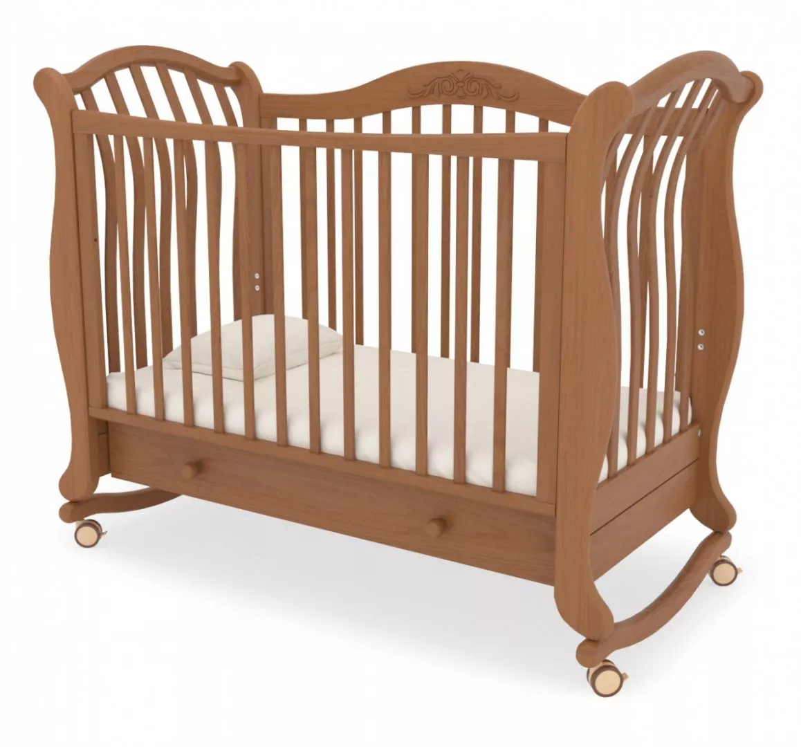 картинка Детская кроватка на колесах Гандылян Габриэлла люкс от Компасик.ру гипермаркет детских колясок и автокресел